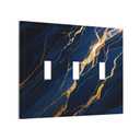 Qwrvxjis Navy Blue Goldabstract Marble Light Switch Cover 3 Gang Triple Toggle Minimalist Luxury Glitter Decorative Switchplates Electrical Faceplate Wall Plate Dimmer for Home Bathroom Kitchen