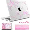 May Chen for M4 MacBook Air 13.6 Inch Case 2025 2024 2023 2022 Release Models: A3240 A3113 M3 A2681 M2, Plastic Hard Shell Case for MacBook Air 13.6" with Retina Display Fits Touch ID, Pearl Bow