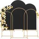 Toolterritary Set of 3 Metal Arch Backdrop Stand with Cover Set, (7.2FT, 6.6FT, 6FT Wedding Arch and Cover Set), Backdrop Arch for Party, Baby Shower, Birthday, and Graduation Ceremony