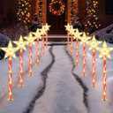 HELESIN Christmas Candy Cane Lights, Solar Landscape Lights with Timer Remote, Waterproof Outdoor Pathway Light Decorative Light for Christmas Decor Garden Yard Walkway Markers, 12 Pack