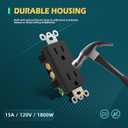 Decorator Wall Outlets, 15A 125V Standard Electrical Receptacle Outlet, 2 Pole 3 Wire, Non-Tamper Resistant, NEMA 5-15R, Self-Grounding Residential Grade, UL, Black, 10 Pack