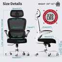 TRALT Office Chair Ergonomic Desk Chair with Lumbar Support Black White, 1, Pack of 1