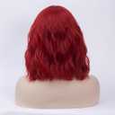 14" Short Dark Red Curly Wig For Women Girls Heat Resistant Fiber Wigs Halloween Cosplay Daily Party+Cap (Dark Red)