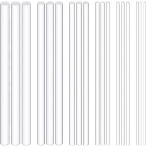 Swpeet 30Pcs Diamete 3mm 4mm 5mm 6mm 8mm 10mm Length 300mm White Acrylic Dowel Rods Assortment Kit, Clear Acrylic Round Solid Bar DIY Model Material Acrylic Round Stick for Model Making DIY Crafts
