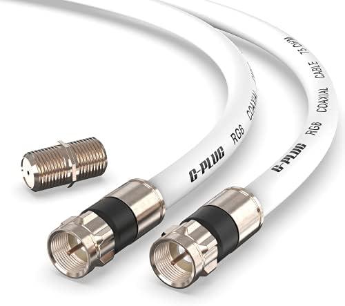 15FT G-PLUG RG6 Coaxial Cable Connectors Set – High-Speed Internet, Broadband and Digital TV Aerial, Satellite Sky Cable Extension – Weather-Sealed Double Rubber O-Ring and Compression Connector White