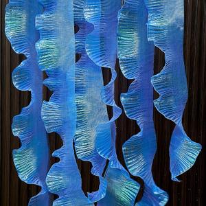 Newwiee 15 Yard Ruffle Pleated Chiffon Trim Jellyfish Organza Ribbons Ruffled Iridescent Ribbon Jellyfish Fabric Lace Fabric Trim for Hat Lantern Skirt Christmas Tree Decor（Royal Blue）
