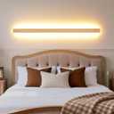 Modern Plug in Long Wall Sconce, 39.3" Faux Wood Texture Finish LED Wall Lights, 20W Warm White 3000K Acrylic Indoor Wall lamp, with 59" Plug Cable for Bedroom, Living Room, Hallway