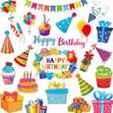 Konohan 25 Pcs Happy Birthday Cruise Door Magnets Glow in The Dark Decorations Reflective Colorful Car Magnetic Stickers Decorations Banner Cake Box Balloon for Birthday Party Metal Surface Decor