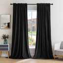 MIULEE Black Velvet Curtains Thermal Insulated Blackout Halloween Curtain Drapes for Bedroom Living Room Darkening 108 Inches Long Curtains Panels Rod Pocket Set of 2