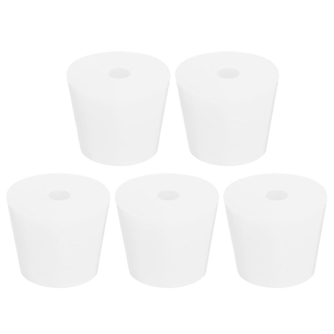 MECCANIXITY Silicone Rubber Tapered Plug 28mm to 36mm Solid Test Tubes Bungs Stopper with Hole White for Lab Home 5 Pieces
