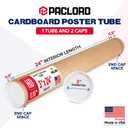 3" x 24" Heavy-Duty Reinforced Cardboard Mailing Tube, Pack of 1 Tube with 2 Caps Secure USPS Approved Great for Shipping and Storing of Prints, Artwork, Posters or Documents
