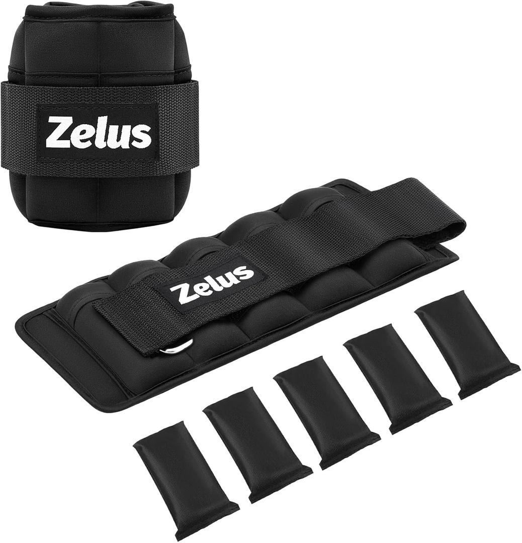 ZELUS 1 Pair Adjustable Ankle Weights, 2 4 6 8 10 lb Modularized Leg Weight Straps for Women Men, Weighted Ankle Weight Set with Removable Sandbags, 1-5 lb per Ankle Strap for Gym Yoga Jogging Walking, Black, 
Size	2 lbs x 2