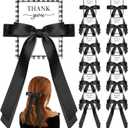 12 Pack Coquette Black Bow Party Favors with Thank You Card Bow Birthday Party Favors Satin Hair Accessories Black Coquette Theme Gift for Girls Bachelorette Wedding Bridal Shower Guests