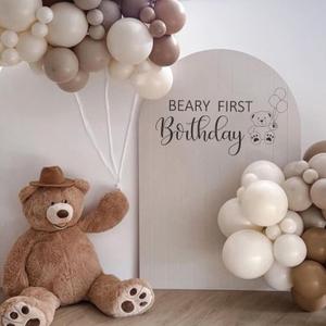 Beary First Birthday Decal - Camper Themed Birthday Party Decorations,Bear Sign Party Decor
