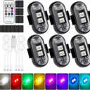 6 Pieces Wireless LED Lights Cars, 8 Colors Waterproof Car Flash with Remote Control, USB Charging Anti-Collision Light Strobe Drone Light for Motorcycle, RC Car, Bicycle, Drone