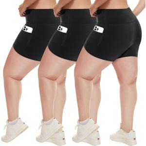 HLTPRO 3 Pack Plus Size Biker Shorts with Pockets for Women (S-4XL)- 8"/5"/3" High Waist Tummy Control Shorts for Yoga (XX-Large, Black/ Black/ Black) HLTPRO 3 Pack Plus Size Biker Shorts with Pockets for Women (S-4XL)- 8"/5"/3" High Waist Tummy Control Shorts for Yoga (XX-Large, Black/ Black/ Black)