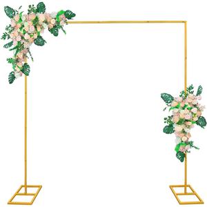 6.6FT Gold Metal Wedding Arches for Ceremony Square Balloon Arch Stand Rectangular Backdrop Stand for Anniversary Birthday Party Bridal Shower Home Indoor Outdoor Decoration