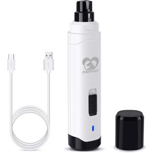 Casfuy Dog Nail Grinder Upgraded - Professional 2-Speed Electric Rechargeable Pet Nail Trimmer Painless Paws Grooming & Smoothing for Small Medium Large Dogs & Cats (White) (A-White)