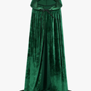 Hooded Cloak Velvet Cape with Hood Halloween Capes Women Witch Costume Vampire Cloak Wizard Robe Men Cosplay Costume Green 170