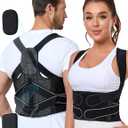 Posture Corrector for Women and Men with Bionic System, Precise Full Back Support Back Brace for Upper and Lower Back Pain Relief with Two 3D Pads (L (Waist 40''-46''), Black)