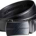 Ratchet Belt for Men Big and Tall Leather Dress Belt, Plus Size Up to 60" Adjustable Fit, 1.38 No Belly Pinch