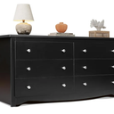 WLIVE Wood Black Dresser with 6 Drawer, Wide Chest of Drawers for Bedroom, Long Nightstand with Drawers, Modern Large Storage Tower Unit, Closet Store Organizer for Living Room