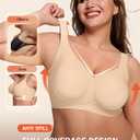 LetsJoli Bras for Women Supportive Wireless Push Up Bra Full Coverage No Underwire Seamless Plus Size for Older Women (M)