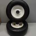 13x6.50-6 Flat Free Lawn Mower Tires and Wheels 3/4" 5/8" 1/2" Ball Bearings, 13x6.5x6 Zero Turn Mower Front Tires, Smooth Tires for Commercial Grade Lawn 5.5"-7.5" Adjustable Centered Hub (White)