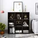 OSCHF 9-Cube Storage Shelf Bookcase - Wooden 3-Tier Free Standing Open Bookshelf for Home and Office, Organizer Cabinet in Black