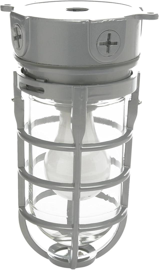 Woods L1706 Vandal Resistant Security Light With Ceiling Mount (150W Incandescent Bulb; Silver) (9.5" x 4.5" x 4.5")