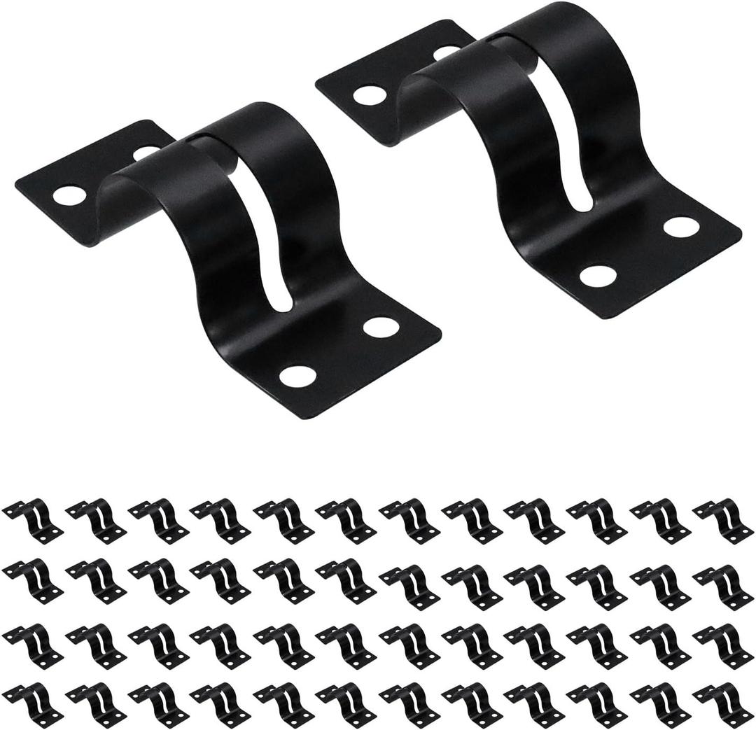 50PCS U Conduit Strap Hanger Black U Bracket Cable Clamp Hanger Cable U Bracket Pipe Clamp for Fixing Pipe or Cable with Screws