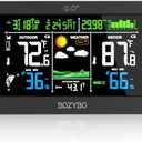 BOZYBO Weather Station Wireless Indoor Outdoor Thermometer: Digital Weather Thermometer with Atomic Clock Temperature Humidity Monitor with Calendar Adjustable Backlight
