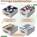 Windyun 4 in 1 Stackable Drawer Closet Organizer with Dividers for Underwear Socks Bras Scarves Ties Large Dresser Organizer Bins Foldable Clothes Storage Boxes, 12 x 15 x 6 Inch(Gray)