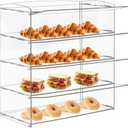 Acrylic Display Case 4 Layer Bakery Pastry Display Case Countertop Dessert Acrylic Display Shelf Donut Cookie Display Cabinet Wood Case