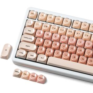 PBT Keycaps, Flesh Pink Foundation Jelly Keycaps MOA Profile, 128 Keys Elegant Cute Custom Key caps for Cherry Gateron MX Mechanical Keyboard, Ergonomic, No Tear & Never Fades