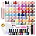 Phoenixy 58Pcs Gel Nail Polish Kit with UV Light and Nail Drill, 40 Colors Gel Nail Polish 5Pcs Glossy Matte Glitter Gold Silver Top Base Coat Home DIY Nail Kit Art Manicure Gifts for Women & Girls