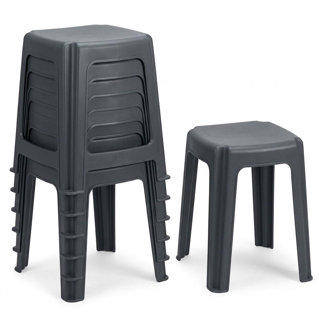 6 Pcs Plastic Stool for Classroom 18 Inch Stackable School Stools Modern Portable Nesting Chair for Kids Students Classroom School Home Office (Black)