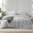 Hearth & Harbor Light Grey Duvet Cover Twin Size - 2 Piece Soft Double Brushed Bedding Set - Includes 1 Twin Duvet Cover with Button Closure 68x90 inches and 2 Pillow Shams