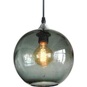 ARIAMOTION Glass Pendant Lights Kitchen Island Smoke Green Color Seeded Bubbles Modern Rustic Globe Over Sink Dinning Table Brushed Nickel 8.7" Diam