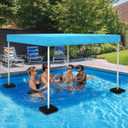 Floating Pool Umbrella - Heavy Duty 6’× 6’× 4' Polyester Oxford Shade Canopy with 4PCS Canopy Floats and Top Rain Holes - Perfect Sun Protection for Beach, Lake and Home Swimming Pool