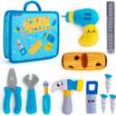 teytoy My 1st Toolbox Playset, Baby Tool Set for 1 Year Old, Pretend Play Construction Toy with Zippered Tool Box, Montessori Stem Plush Tool Kit Toys Birthday Gift for Toddlers Girls Boys