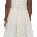 Speechless Girls' Puff Sleeve Square Neck Smocked Floral Midi Dress (White)