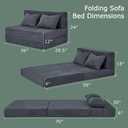 Folding Sofa Bed, 4 in 1 Convertible Sleeper Chair with Pillow, Twin Memory Foam Fold Out Chair Bed, Modern Floor Futon Sofa Couch Mattress for Living Room/Guest/Apartment, Dark Grey