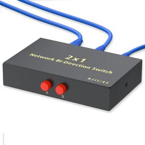 RJ45 Network Switch Selector 2x1 Ethernet RJ45 Network Switch Splitter Selector Box 100M/1000M