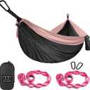 Gold Armour Camping Hammock - XL Double Hammock Portable Hammock Camping Accessories Gear for Outdoor Indoor with Tree Straps, USA Based Brand (Gray and Rose)