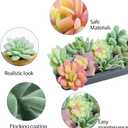 HappyHapi 12 Pcs Artificial Succulents Mini Fake Plants Unpotted Faux Succulent for Craft, Small Plastic Succulents Assortment in Flocked Green Floral Decor for Party, Cake, Garden & Outdoor