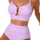 Herseas 2 Piece Bikini Set U-Wire Cutout Popular Swimsuit High Waisted Textured 2026 Summer Beach Swim Bathing Suits (Purple, XXL)