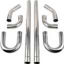 2'' Inch DIY Custom Mandrel Exhaust Pipe Tube Pipe Industry Pipe,48'' Straight Pipe,2'' OD Straight & Mandrel Bend Pipe(45/90/180 Degree) Kit,T304 Stainless Steel,Universal Fitment-8PCS