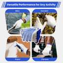 Cotton Knitted Grip Work Gloves, 12 Pairs Bulk Packaging, Thickened, for Handling, Driving, Home & Yard Cleaning, Sanding, Painting, Constructing, Decorating, Repairing, Cooking (White)