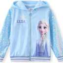 Disney Frozen Elsa Stitch Minnie Mouse Toddler Girl Jacket Sequin Zipper Hoodie Sweatshirt Coat Birthday Clothes 3-13 Years (5-6 Years)